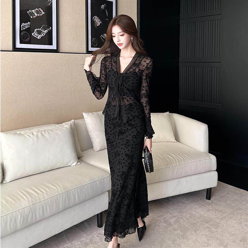 氛围感蕾丝烧花上衣套装女202时尚套装