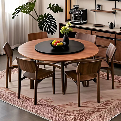 曦彩北欧实木岩板餐桌