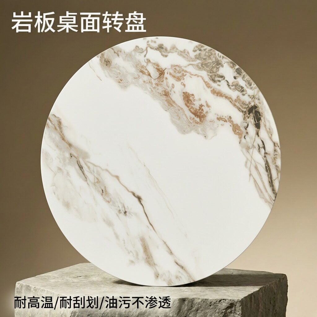 餐桌岩板转盘家用大圆桌面饭店桌子旋转台现代简约轻奢转盘定制图片