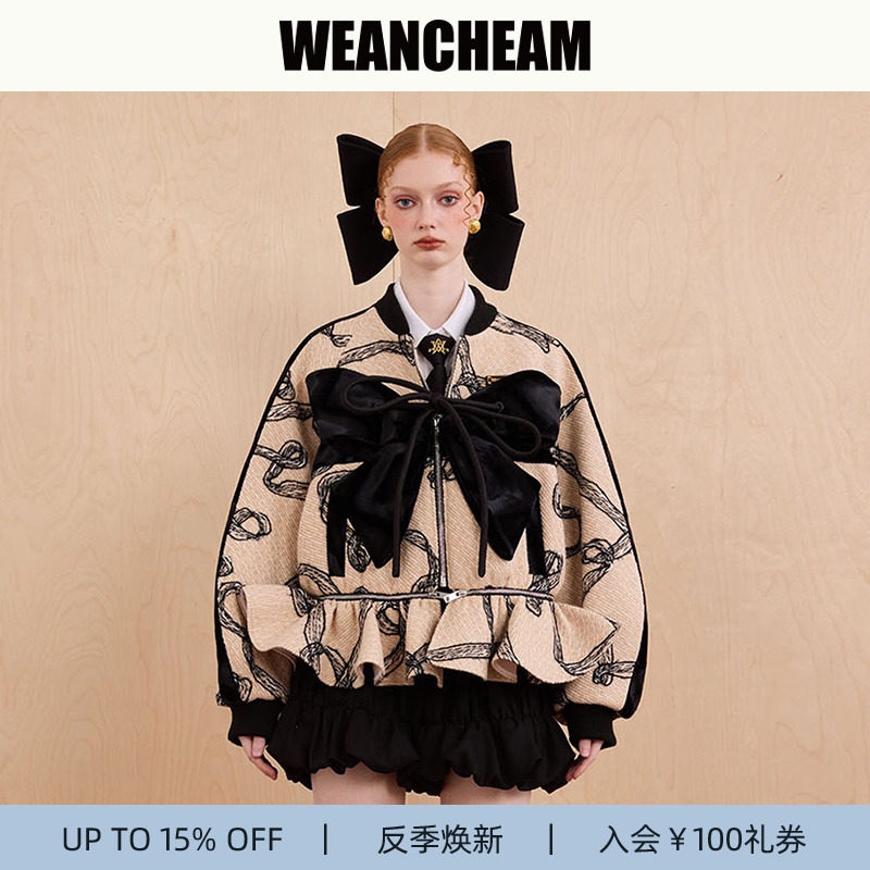 【反季焕新】WEancheAM/未未姆  FW24秋冬新品蝴蝶结宽松外套女