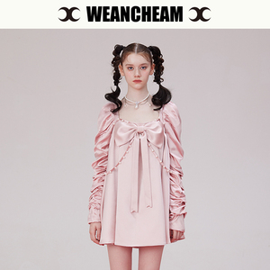 WEancheAM未未姆秋装女士连衣裙长袖性感垂坠感长裙