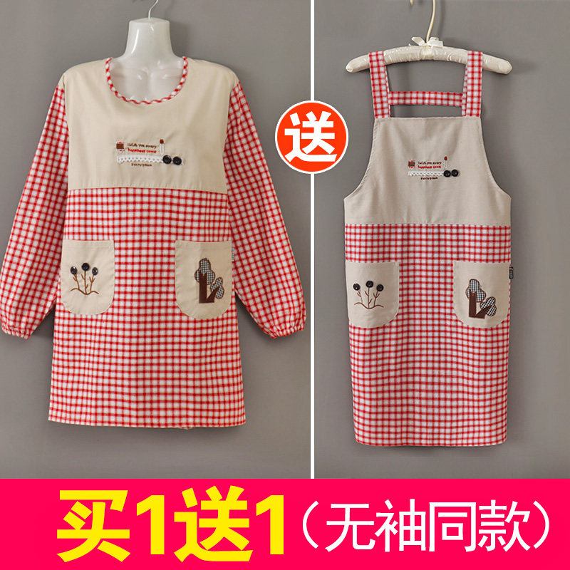 时尚大人布料长袖围裙家用厨房做饭罩衣可爱家务反穿衣工作服外套,家庭/个人清洁工具,围裙,淘宝优惠券,粉丝福利购,淘宝优惠卷