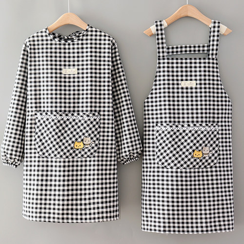 日系家用厨房做饭围裙长袖女可爱高档防水