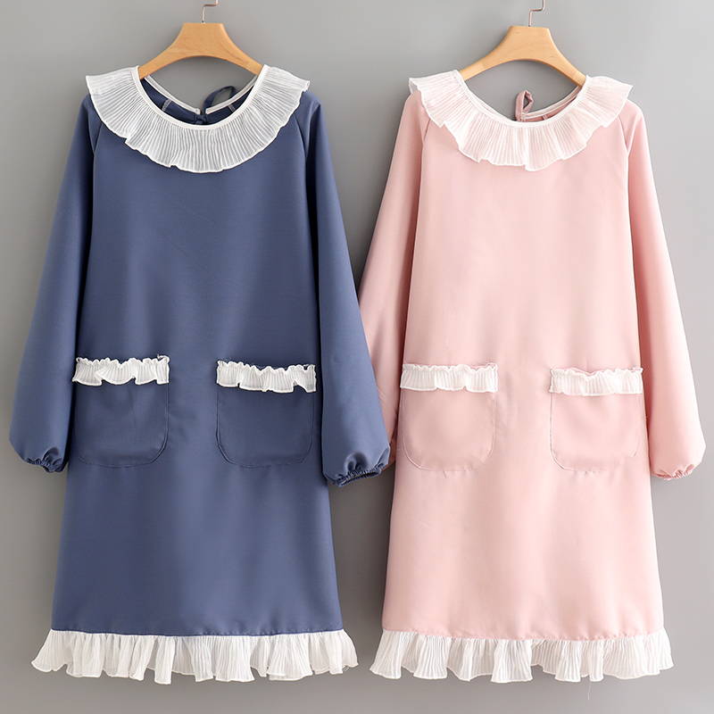 韩式新款2022长袖家用厨房做饭防水围裙女