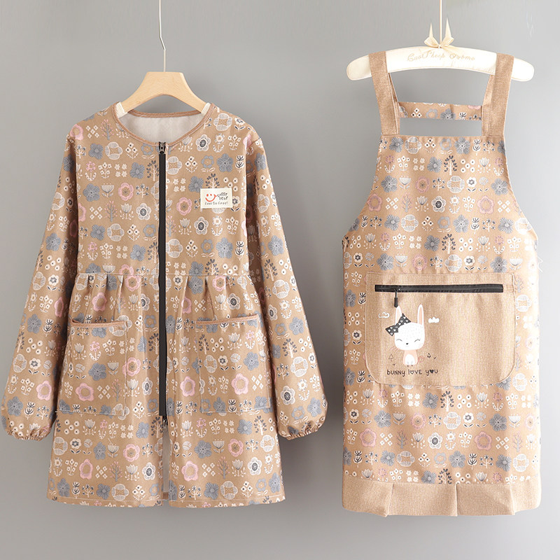 长袖罩衣厨房家用做饭围裙防油污耐磨上班工作正穿外套干活围腰女,家庭/个人清洁工具,围裙,淘宝优惠券,粉丝福利购,淘宝优惠卷