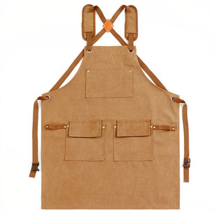 工作服围裙高端帆布定制logo男士餐厅女牛仔上班围腰防油耐磨新款