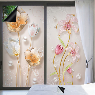 卧室窗户玻璃贴纸全遮光卫生间防偷窥隔热防晒装饰磨砂静电隐私膜