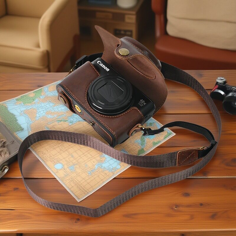 适用于佳能 SX740相机包SX730皮套保护壳SX720复古底座带肩带