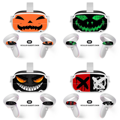 适用Oculus Quest2游戏机虚拟头盔VR眼镜手柄万圣节贴纸保护膜套