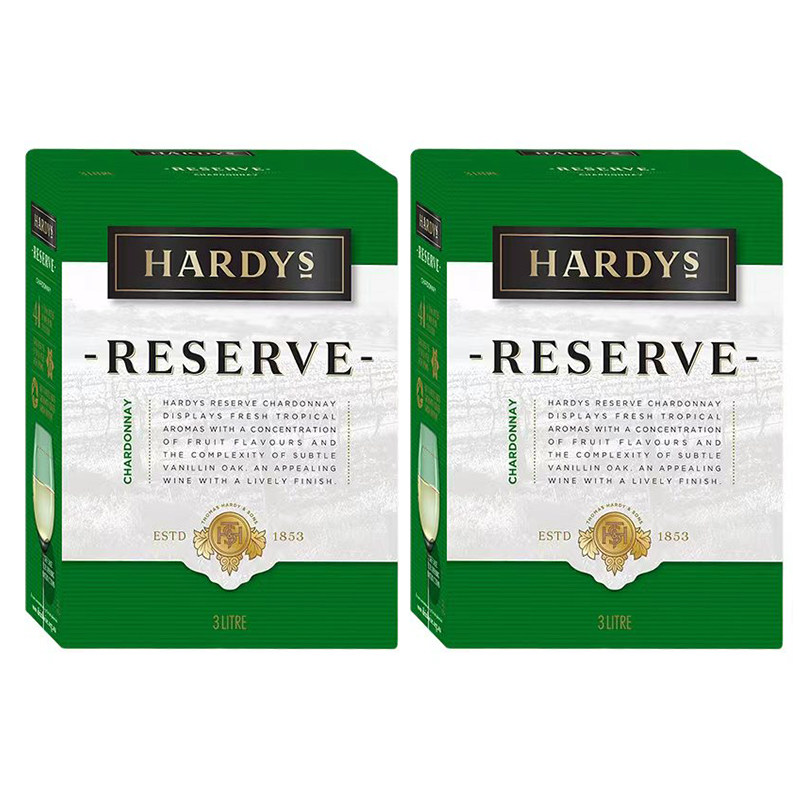 hardys夏迪珍藏霞多丽白葡萄酒3L口粮澳大利亚澳洲原装进口2盒装