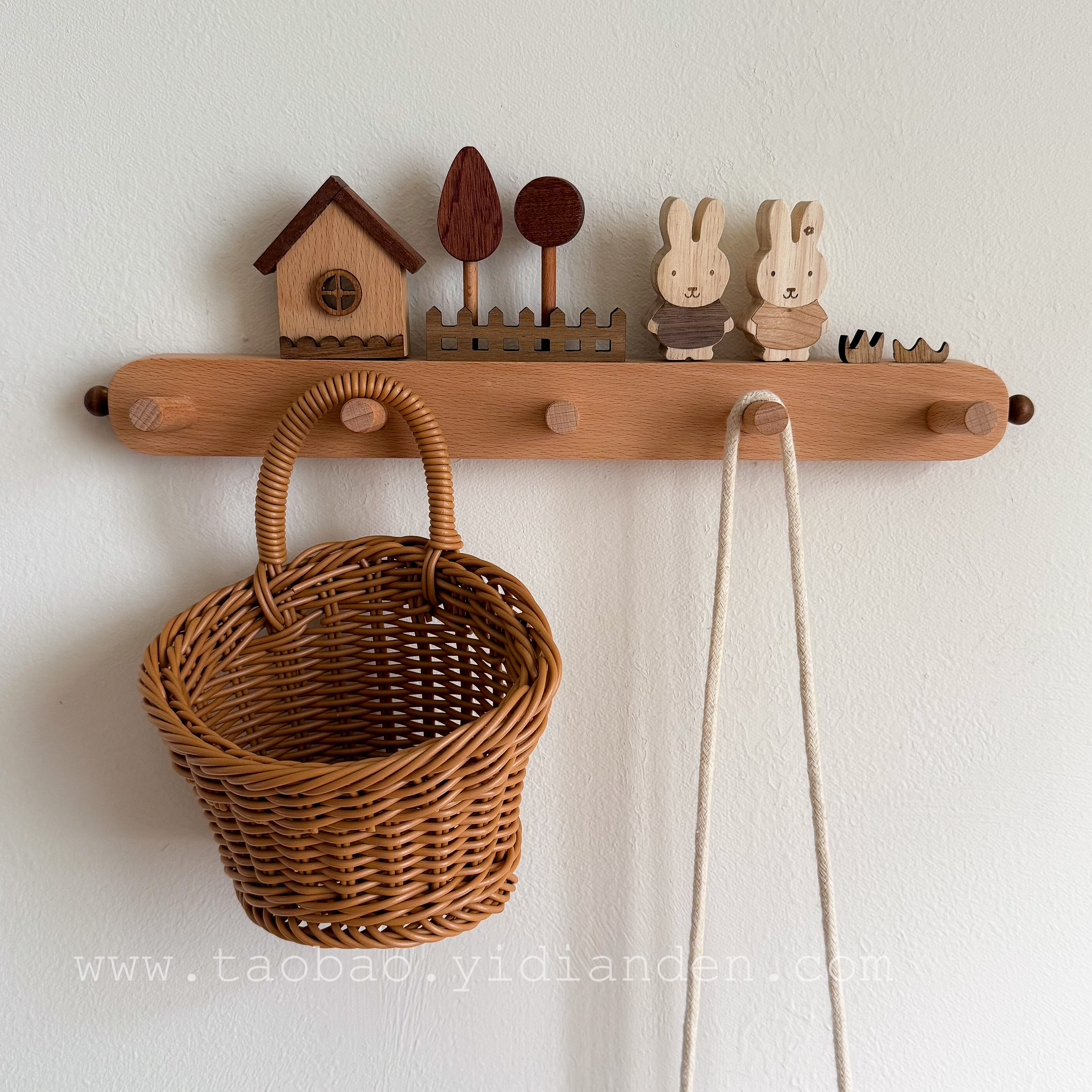 可爱钥匙木质收纳架ins置物创意玄关入进户门口墙面壁挂装饰挂钩