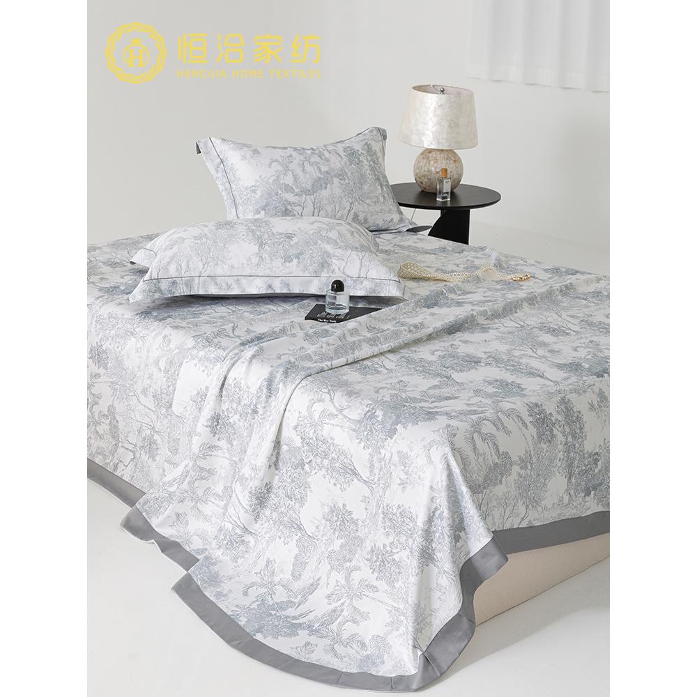 轻奢莱赛尔竹纤维凉席三件套可水洗折叠凉感夏季床单款空调席灰色