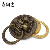 仿古纯铜兽头门环中式 狮子头虎头拉手麒麟大门把手复古木门拉环