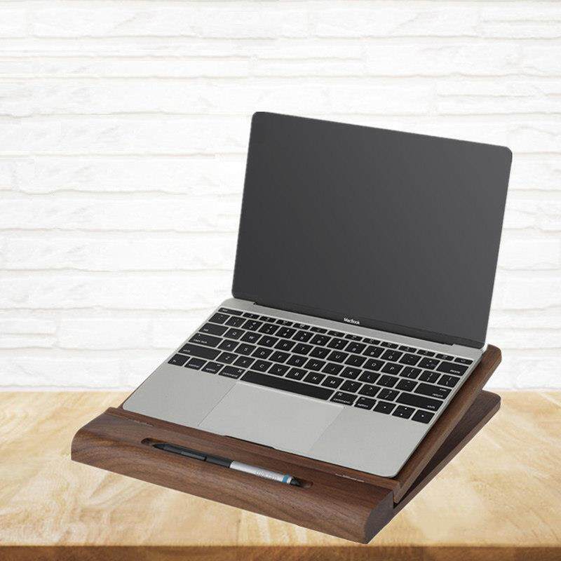 笔记本电脑支架实木支撑mcbook增高散热桌面上托架子木质可折叠通
