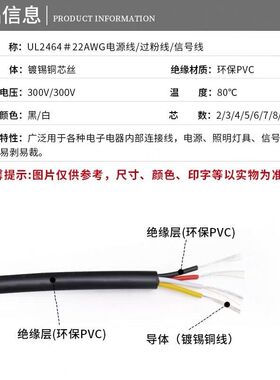 UL2464#16AWG2 3 4芯美标电源线1.5平方镀锡线 机箱出口专用线