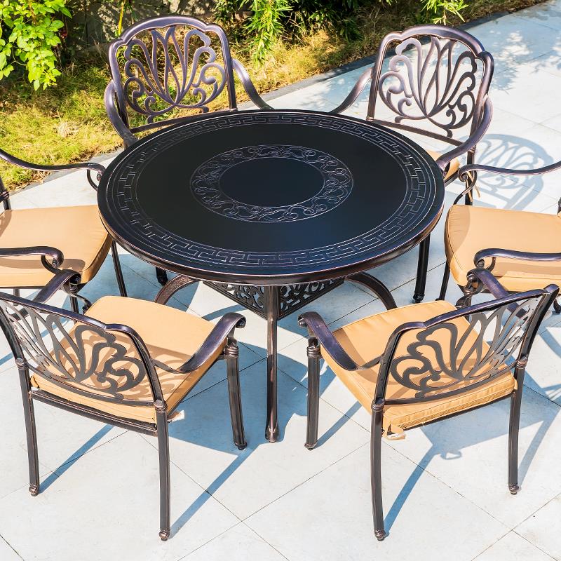 户外庭院桌椅铸铝室外别墅欧式桌全铝合金花园露台防水防晒休闲