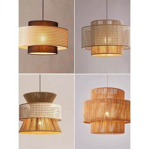 侘寂风餐厅麻绳吊灯新中式禅意茶室民宿日式复古工业风卧室饭店灯