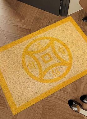 大门门口金黄色丝圈五色地垫绿色入户门垫门口防滑耐脏家用可裁剪