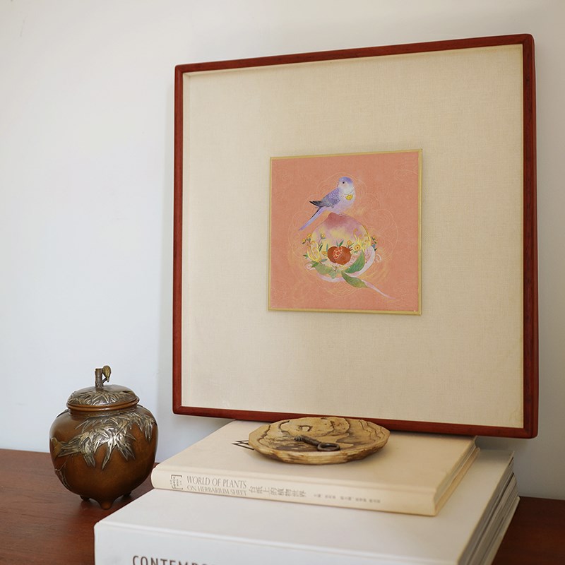 福寿三多 中式开运手工实木鎏金悬浮装饰画玄关客厅招财风水挂饰