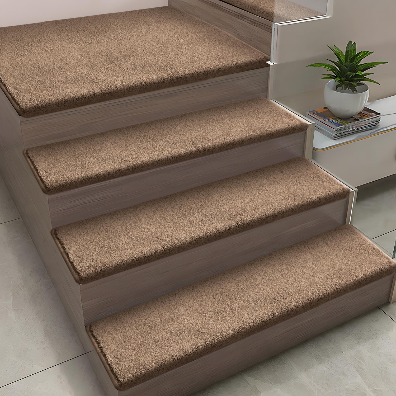 家用旋转楼梯踏步垫实木免胶自粘防滑垫隔音加厚别墅台阶复式地垫