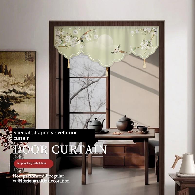 中国风门帘挡帘流苏三角旗帘2025新款高端厨房浴室半帘短帘