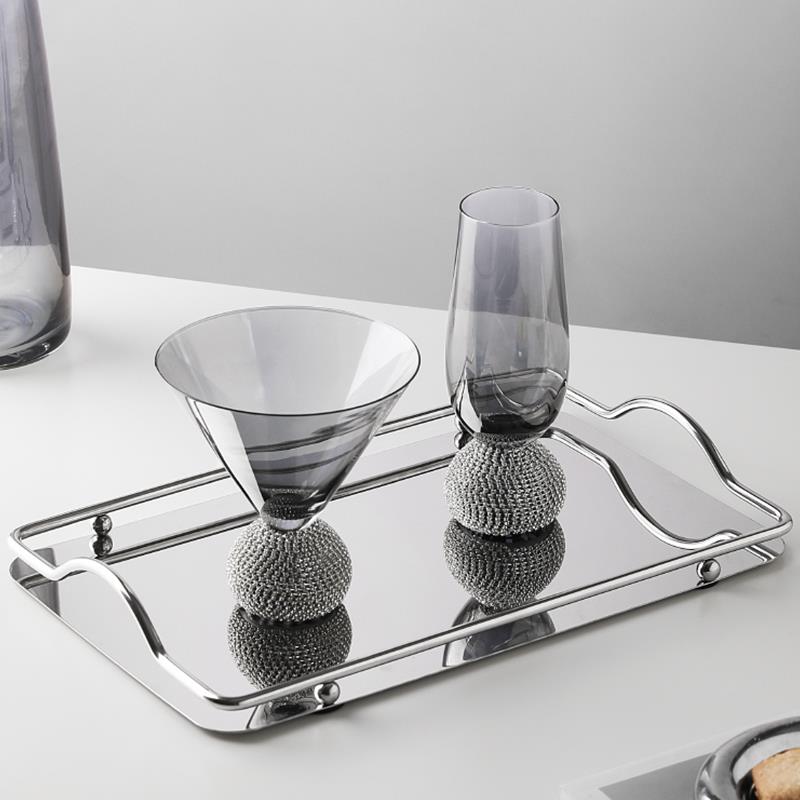 态生活ins北欧 轻奢不锈钢托盘镜面金属收纳装饰摆盘水果蛋糕茶盘