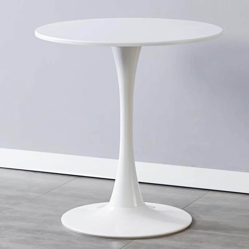 圆桌简约郁金香白色桌子接待洽谈桌奶茶家用餐桌北欧阳台展会桌椅