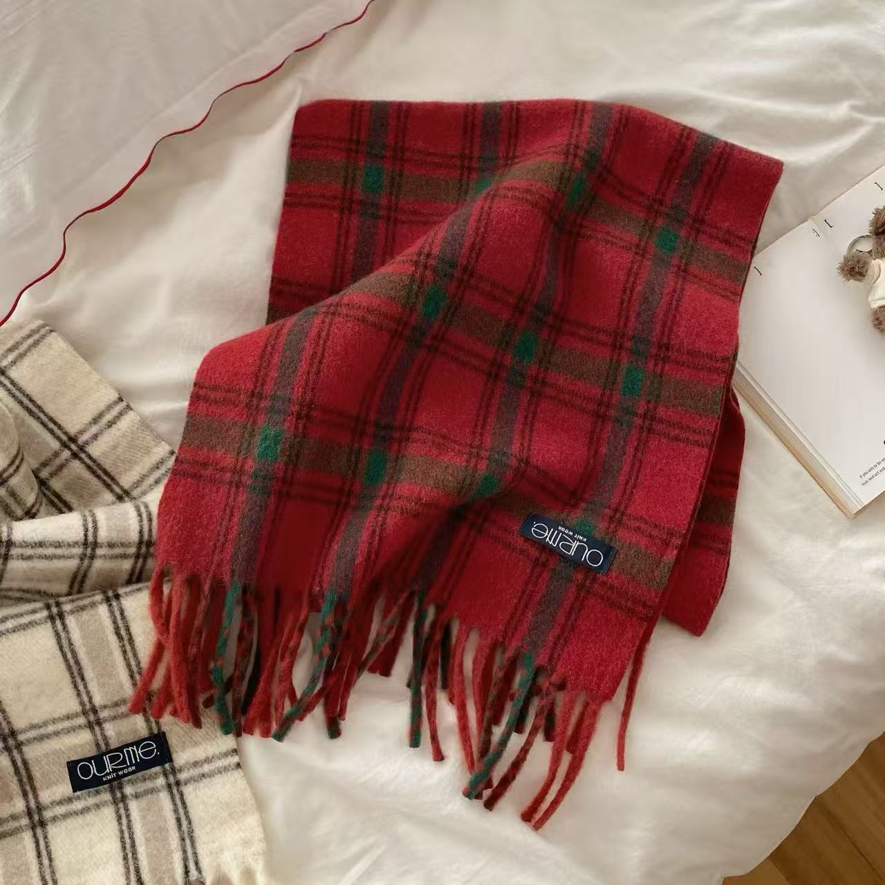 围巾女2025新款秋冬季百搭韩版格子围巾女送男友礼物情侣保暖围脖