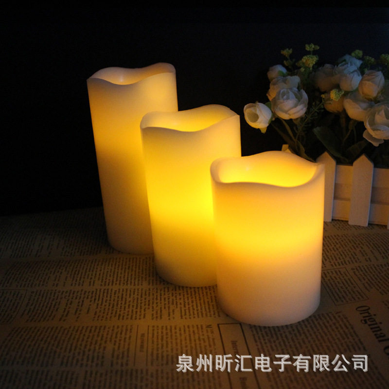 三件套装LED电子蜡烛 仿真蜡黄光圣诞节装饰生日家居装饰蜡烛灯