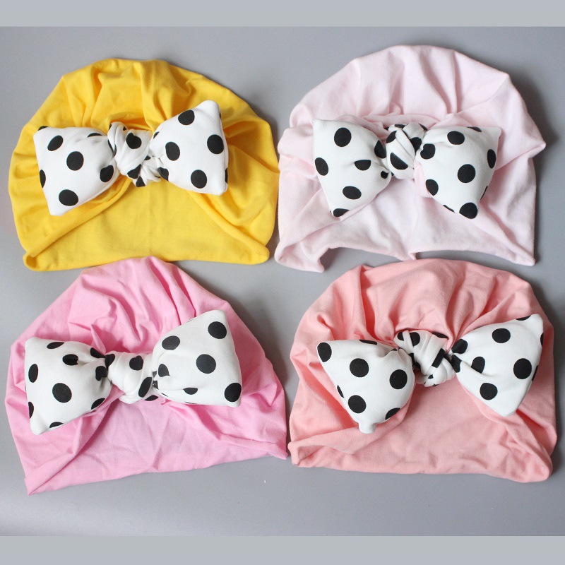 粉色蝴蝶结灰色初生婴儿胎帽0-3-12个月女宝宝无骨护囟门套头帽子