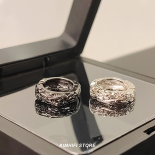 貔貅耳夹耳夹男无耳洞高级感银耳钉男潮小众简约黑色单只男生耳饰