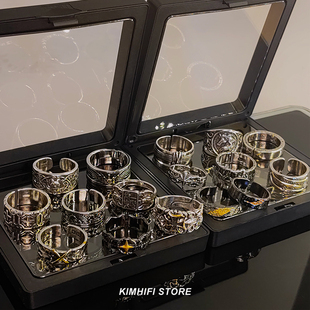 做旧款男戒指开口可调节嘻哈小众设计十字架潮牌冷淡风指环食指戒