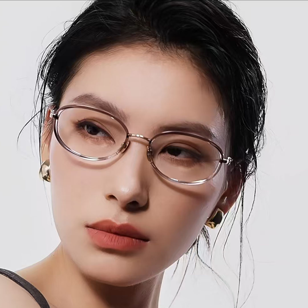 B龙同款近视镜框时尚钛架椭圆框防蓝光眼镜女款素颜神器超轻镜架
