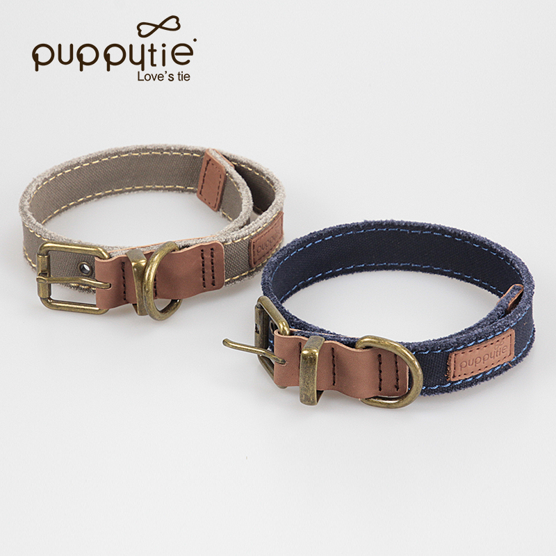 Puppytie中型帆布泰迪柴犬项圈