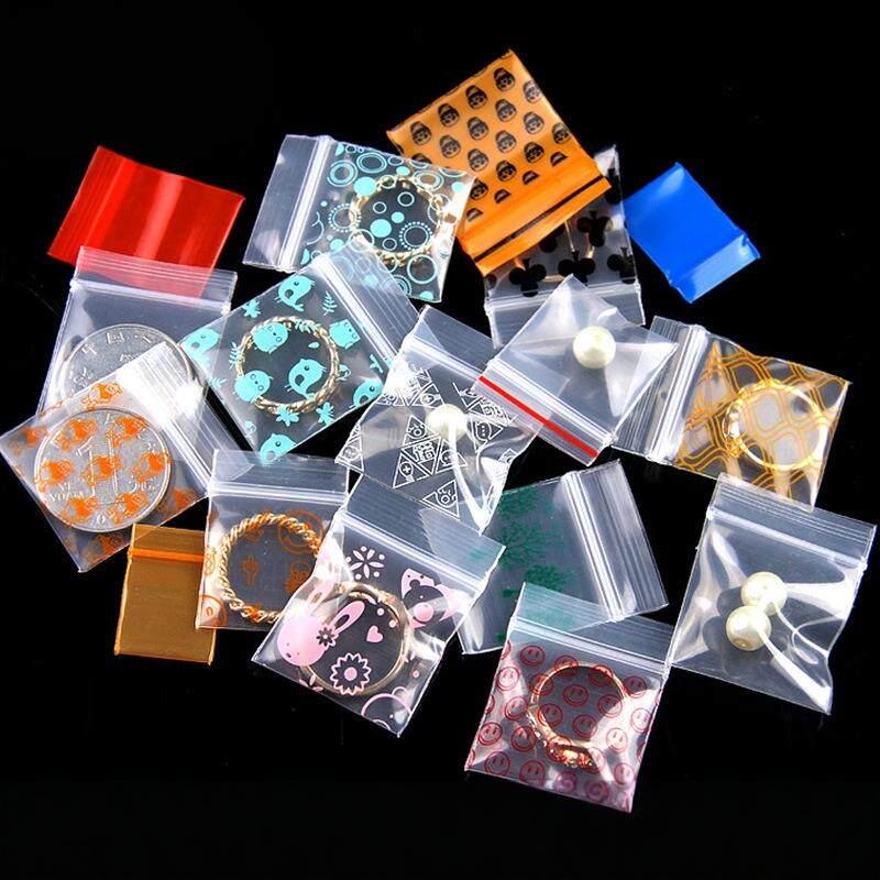 塑料包装袋卡通印花自封袋加厚小号迷你可爱饰品粉末封口袋100只