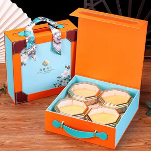 海味四拼手提盒搭配丝巾燕窝虫草西洋参三七天麻通用礼品盒包装盒