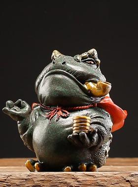 中国金蟾蜍幸运饰品石雕蟾蜍创意香办公室桌面店开业乔迁礼物