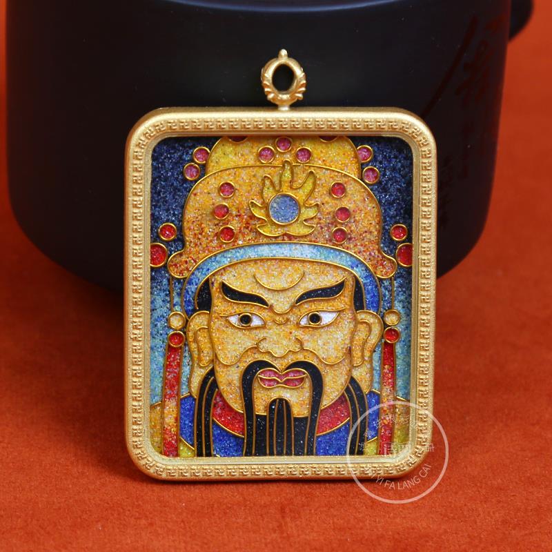 掐丝珐琅彩唐卡吊坠五爷纯手工黄财神大黑天关公金蟾挂饰吉祥礼品