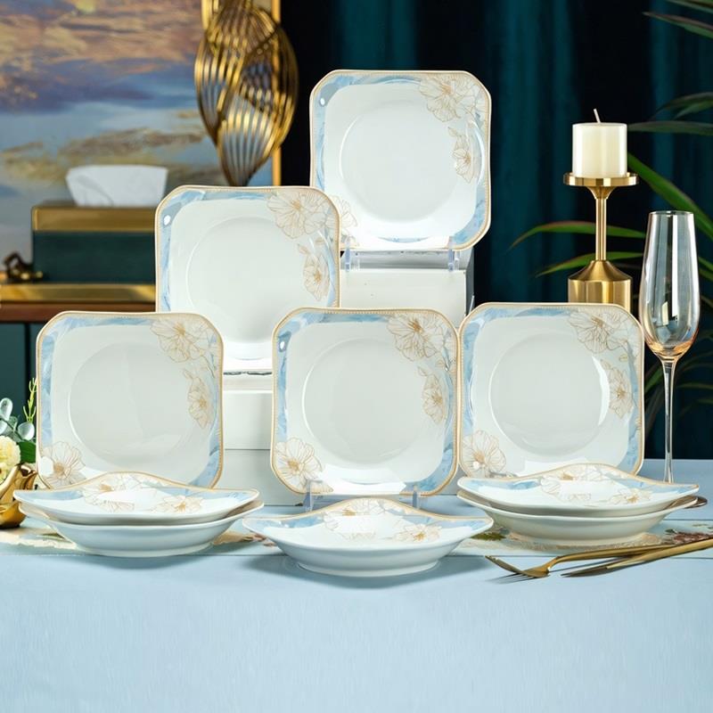 景德镇陶瓷餐具盘子家用菜盘高级轻奢好看果盘高档汤盘送礼圆盘