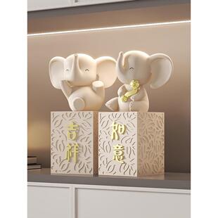 采购产品大象饰品，一对客厅酒柜，入口大厅，家庭装饰，吉祥和好