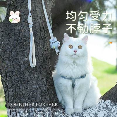 猫咪牵引绳防挣脱外出专用遛猫绳工字狗狗胸背带背心式牵猫绳猫链