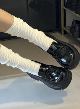 YesDay圆头厚底甜美蝴蝶结小皮鞋女2025春季新款日系一脚蹬乐福鞋