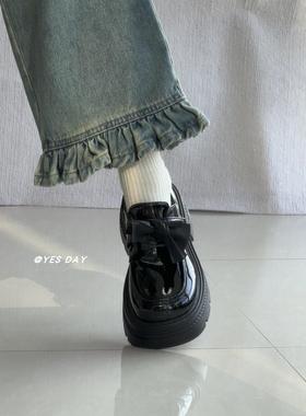 YesDay日系jk蝴蝶结圆头粗跟小皮鞋女2024秋季新款学院风百搭单鞋