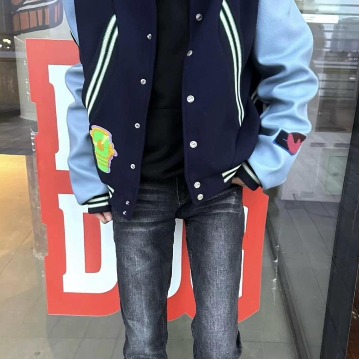 原创拼接棒球服网红同款