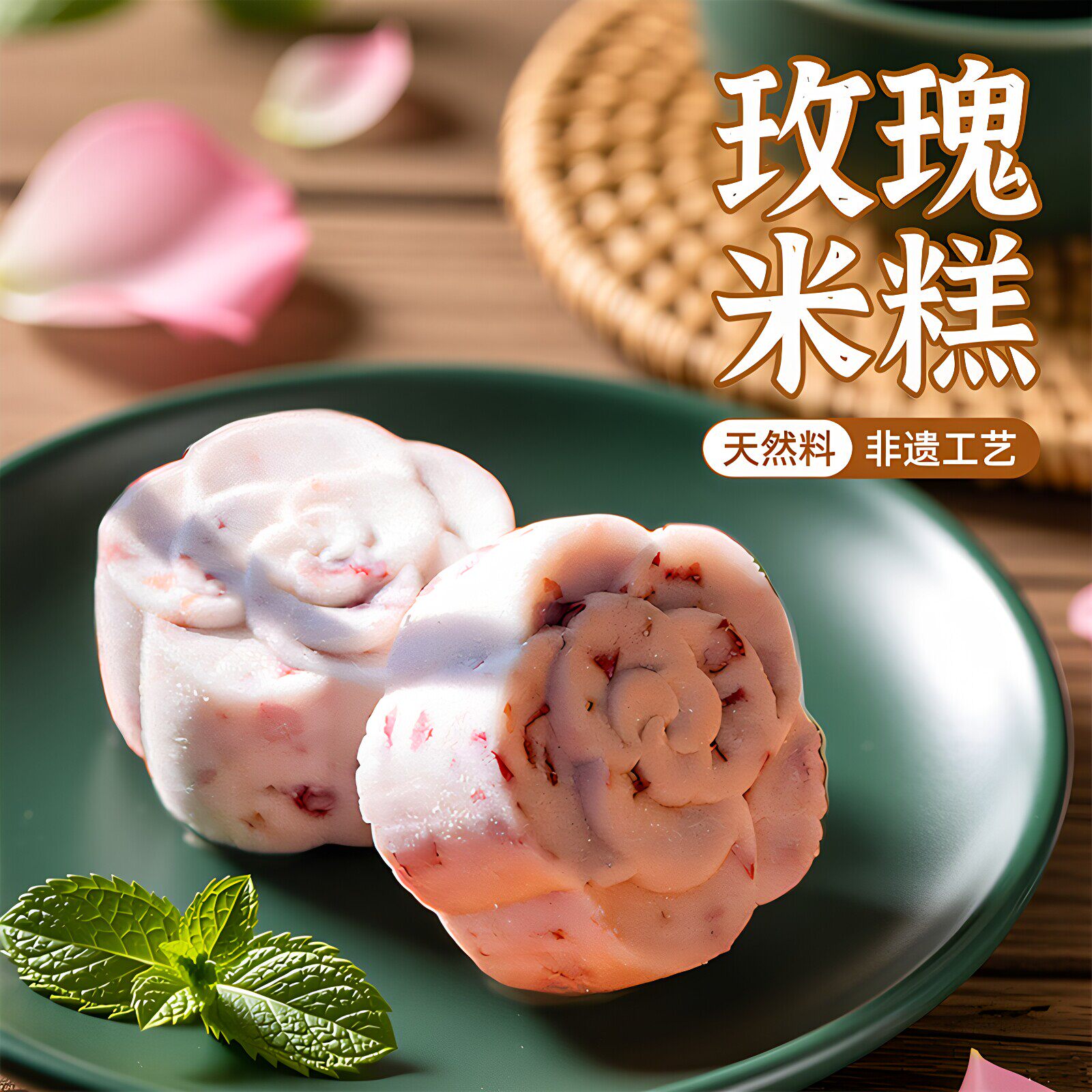 玫瑰花米糕中式糕点鲜花糕特色点心礼盒果子零食宋代茶点特产月饼