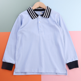 儿童POLO衫春秋款长袖T恤中小学生校服上衣男女童长袖T恤