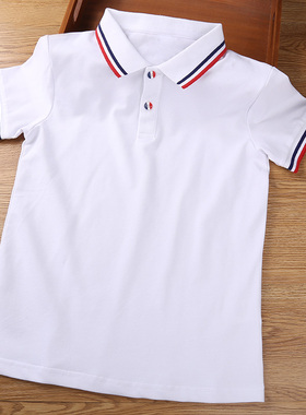 儿童校服夏装中小学生园服班服白色短袖T恤POLO衫男女童打底上衣