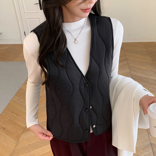 H127严选羊毛马甲女士时尚宽松V领外穿秋冬内胆背心外套上衣女装