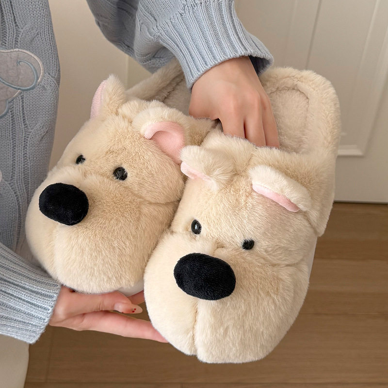 卡通西高地小狗棉拖居家棉拖鞋女加绒棉拖鞋男保暖鞋月子鞋包头拖
