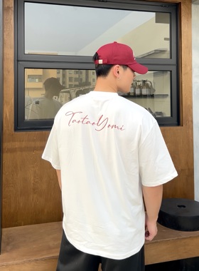 TTYM*夏季纯棉Taotaoyomi红印花短袖T恤男女同款宽松休闲百搭情侣